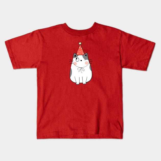 Merry Catmas - Cute Christmas Cat Kids T-Shirt by Pop Cult Store